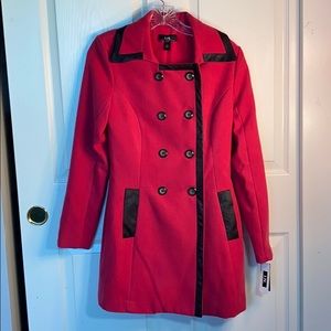 Hot pink/black Pea Coat. I.N. San Francisco